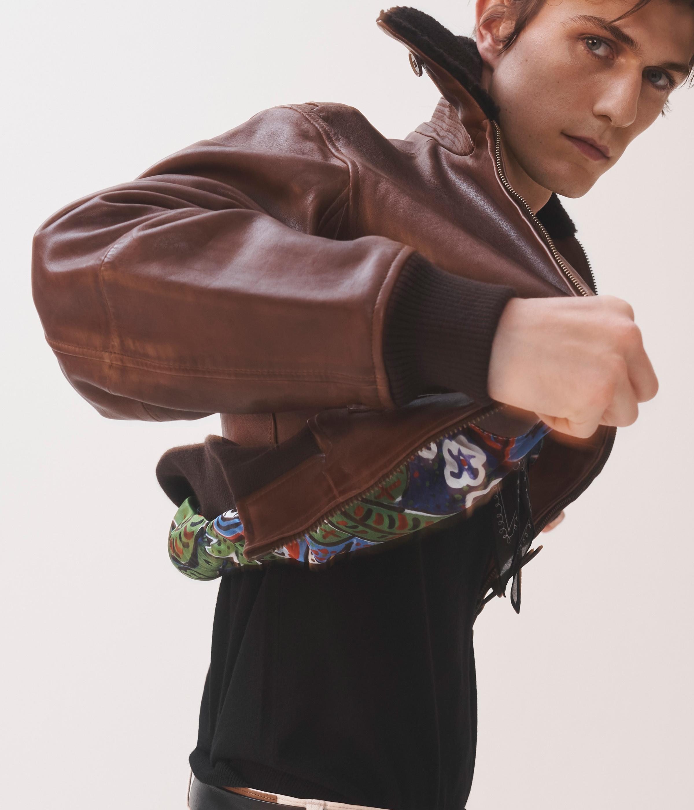 DAVID BAILEY LEATHER AVIATOR JACKET